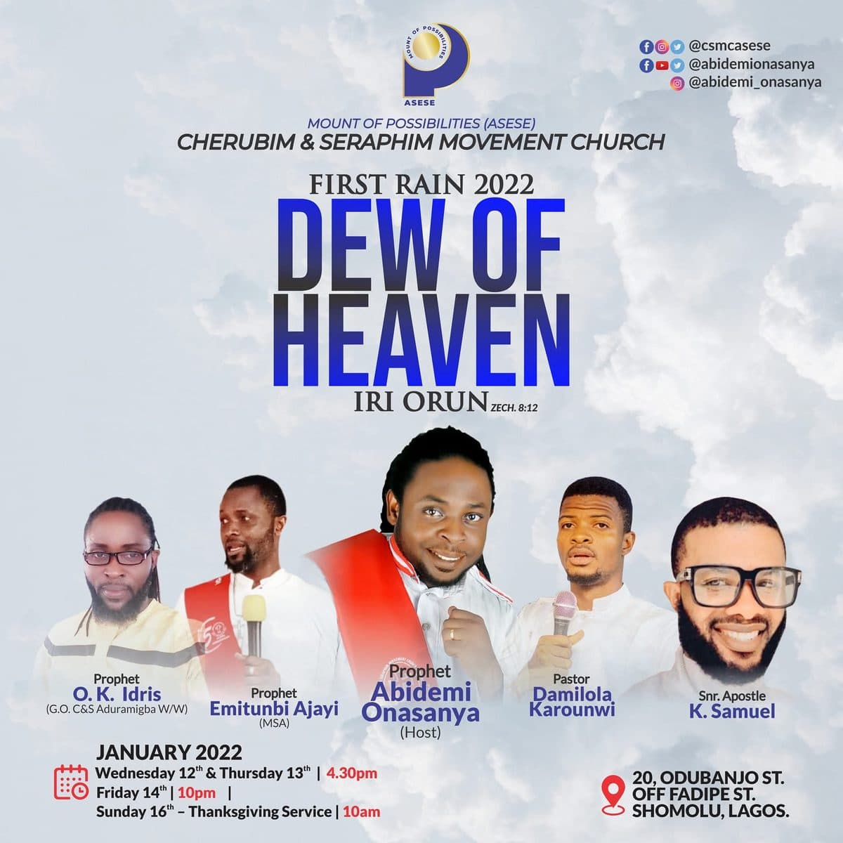First Rain 2022 flyer: Dew of Heaven (Ìrì Ọ̀run), Zechariah 8:12